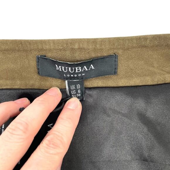 NEW Muubaa Impala Suede front‎ zip Mini Skirt Size  US 6 - Picture 6 of 8